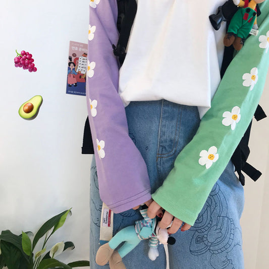 "PASTEL PURPLE GREEN FLOWER" LONG SLEEVE SHIRT K081801