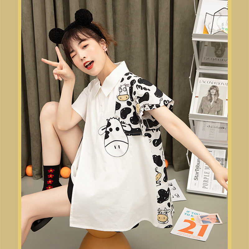White Cow Irregular Shirt UB3219