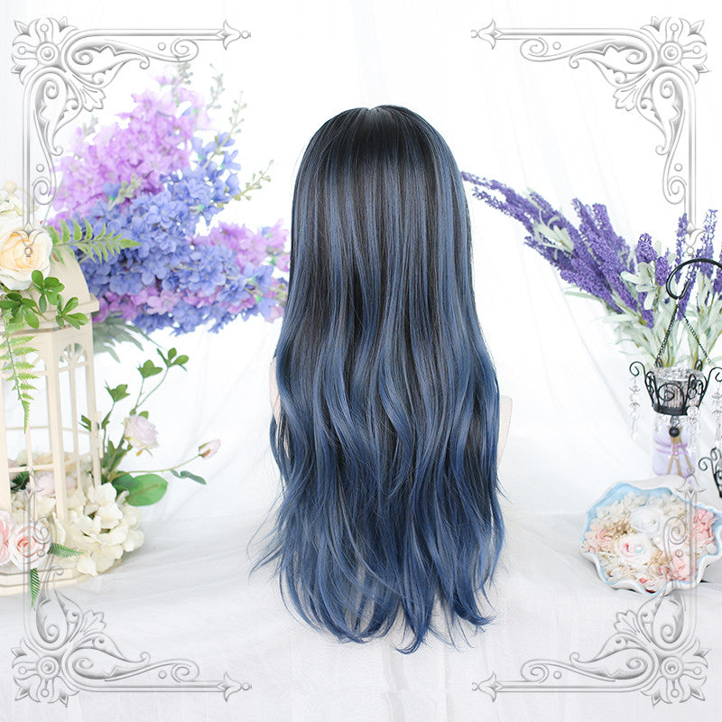 Blue Big Wave Long Curly Wig UB6130