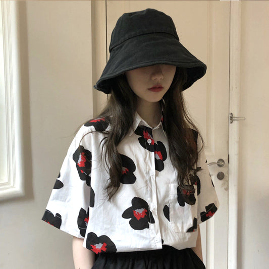 "RETRO PRINTED SHORT-SLEEVED" SHIRT H032903