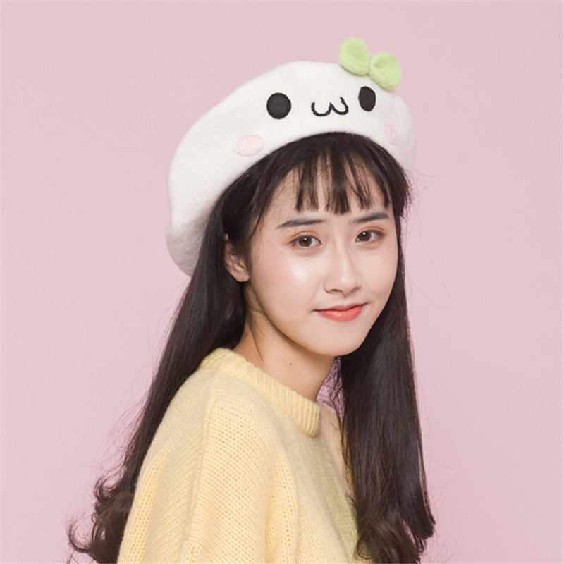 CUTE PANDA EMOJI WOOL BERET UB3419