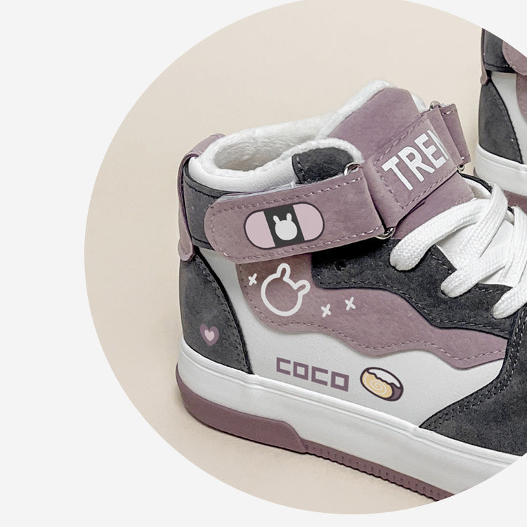 Cute pink warm plus velvet shoes girl student sports sneakers UB3533