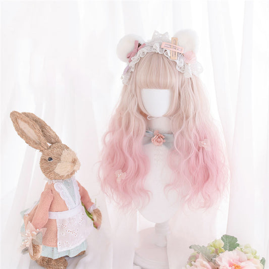 "GRADIENT PINK LONG CURLY HAIR" WIG H081402