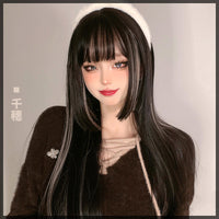 Black Highlight Princess Long Straight Cut Wig UB7329