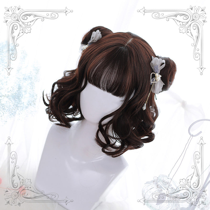 "Lolita air bangs short curly" wig / cute hair balls Y020810