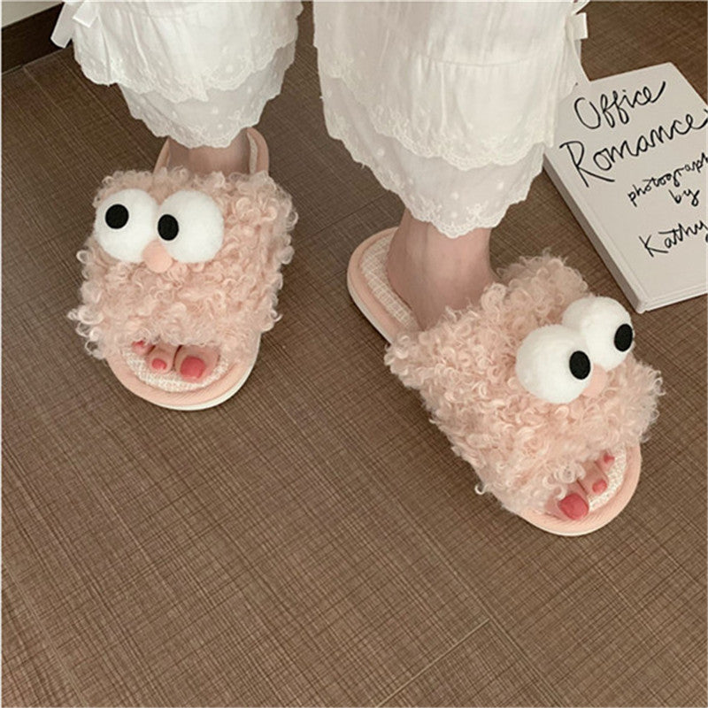 Cartoon Big Eyes Creative Funny Cotton Slippers UB3262