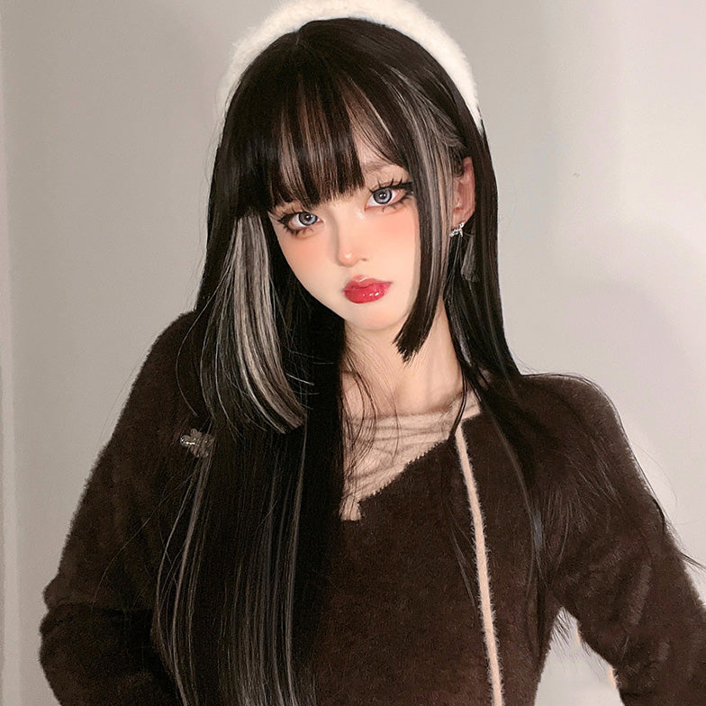 Black Highlight Princess Long Straight Cut Wig UB7329