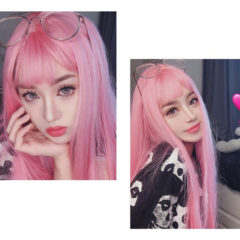 [@_opalamsie] WHITE PINK LONG STRAIGHT WIG K070501REVIEW