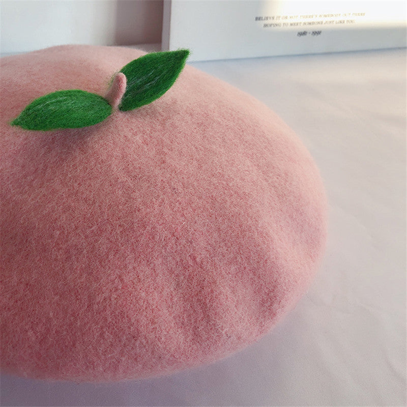 HANDMADE WOOL PEACH LEAF BERET UB3189