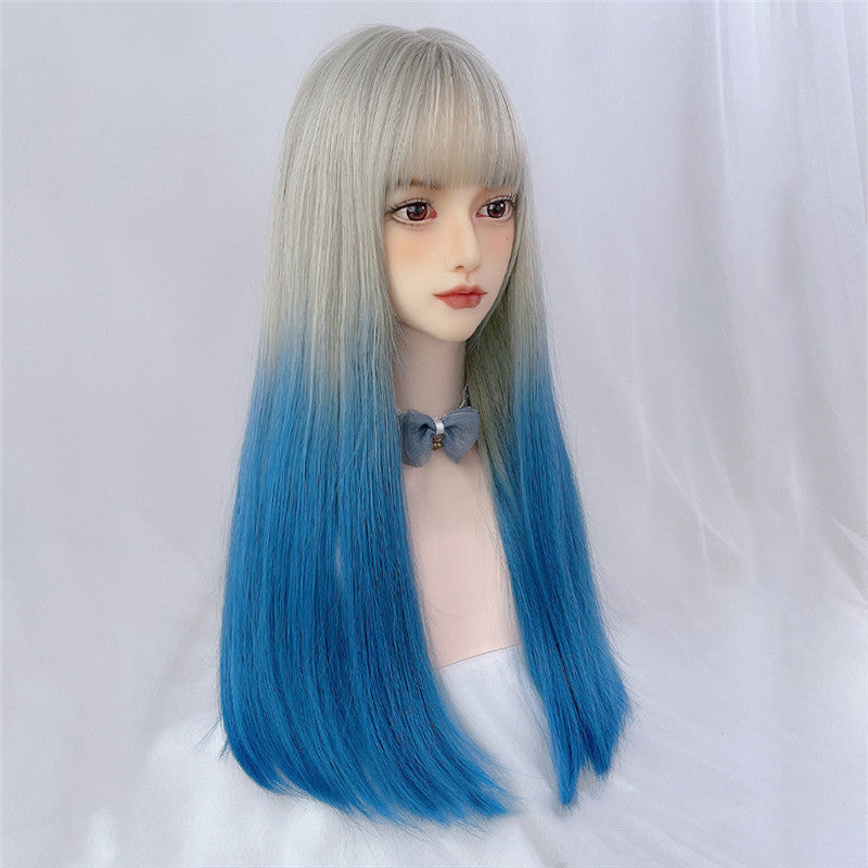 Blue/Purple Gradient Long Straight Wig ER5871