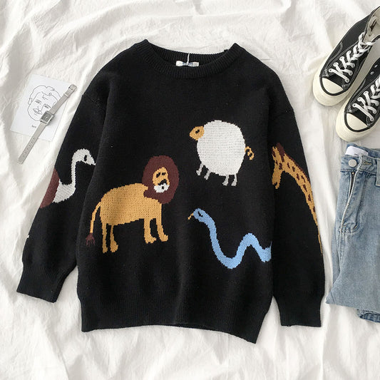 "LAZY CUTE ANIMAL" SWEATER K112217