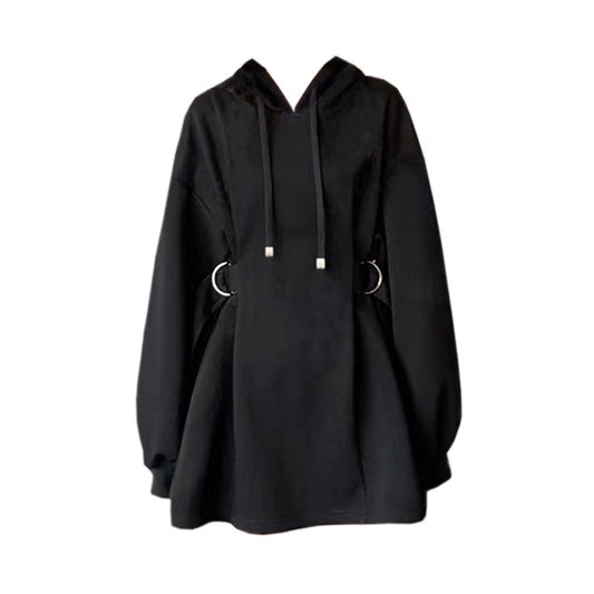 Lazy style Buckle Sweatshirt Dress Hoodie UB6234