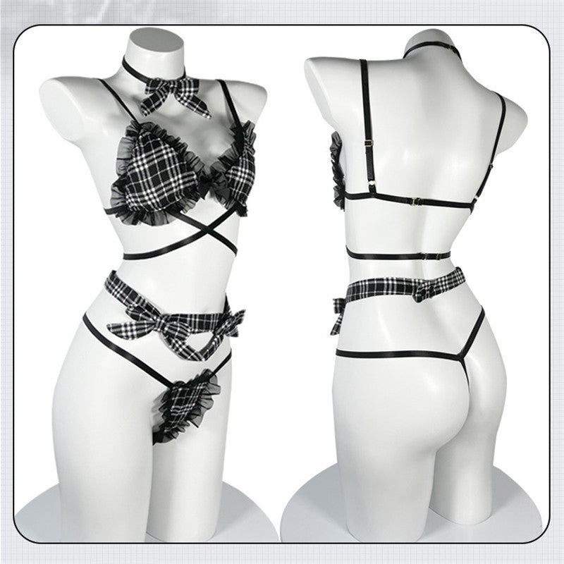 Black Lace Plaid Lingerie UB6267