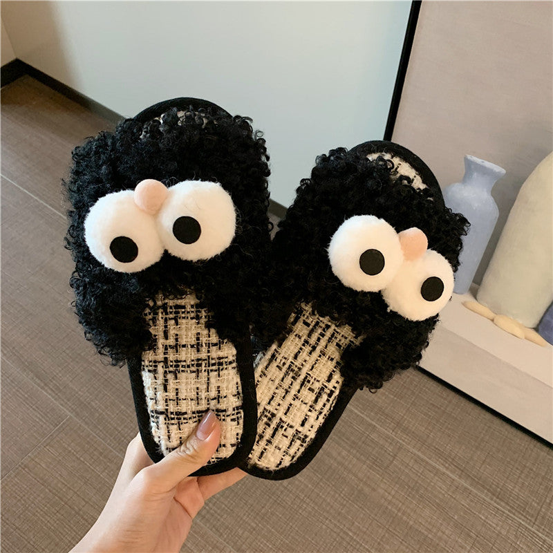 Cartoon Big Eyes Creative Funny Cotton Slippers UB3262
