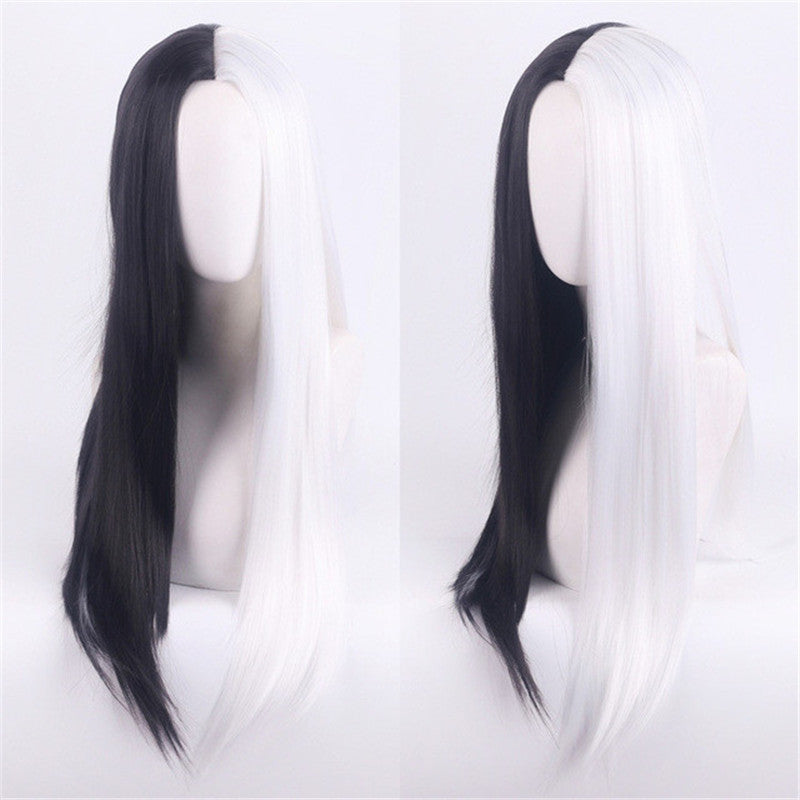 COSPLAY KUILA BLACK WHITE WITCH COLOR MATCHING WIG UB2643