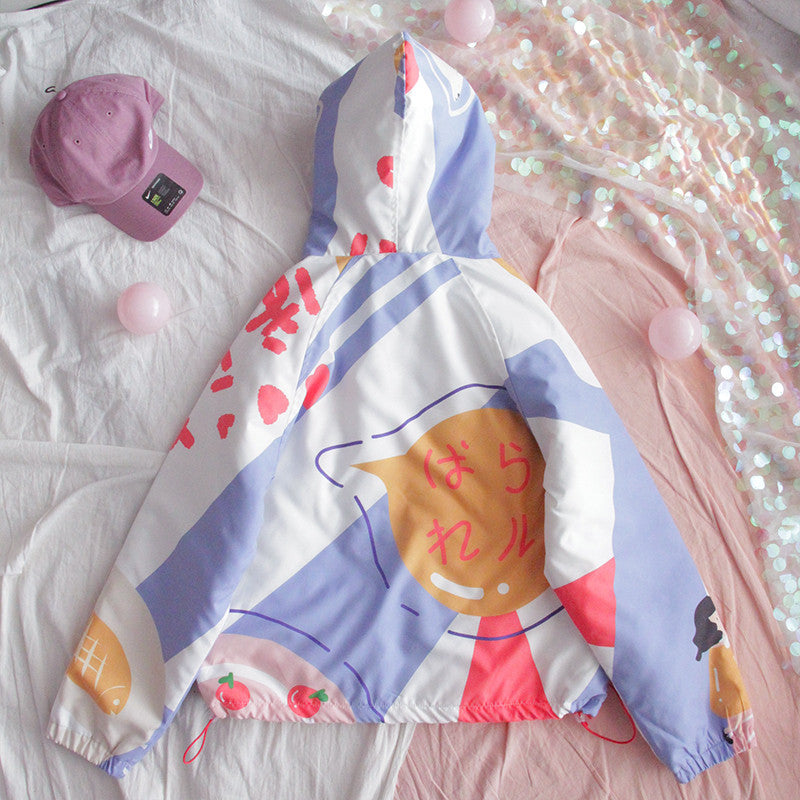 CUTE PRINTED COTTON COAT SHORT PLUS FLEECE COAT UB3214