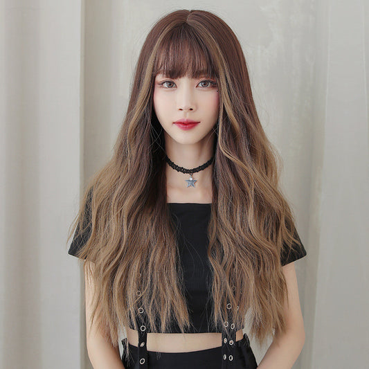 AIR BANGS HIGHLIGHT GRADIENT LONG CURLY WIG UB2580