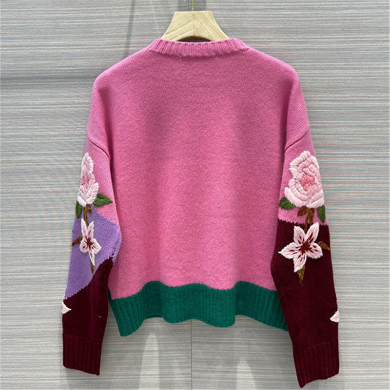 Floral Embroidery Knit Sweater ER5841