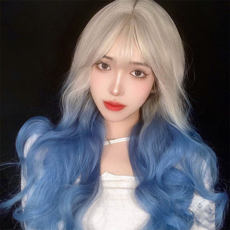 Harajuku Gradient Blue Long Curly Wig UB6143