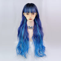 Lolita Blue And Purple Two-tone Gradient Long Curly Wig UB3503