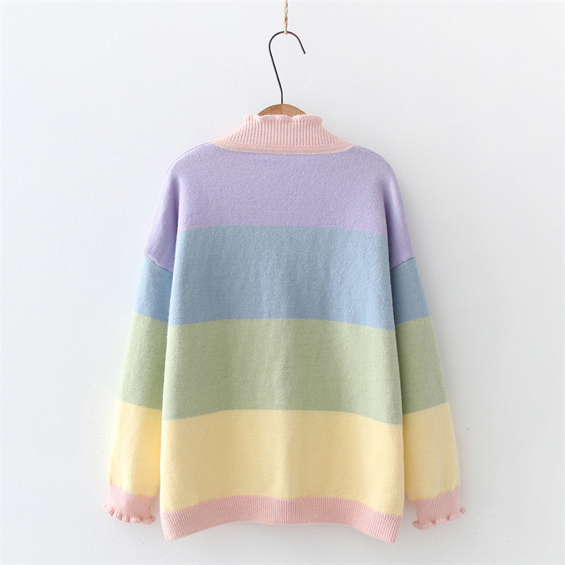 Rainbow Striped Cardigan Sweater UB6190