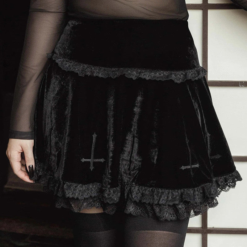 Black Lace Embroidered Skirt ER5718