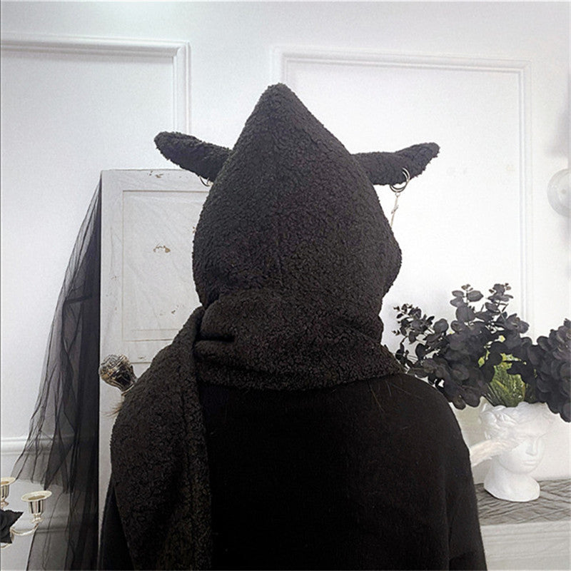 Chain Long Lamb Fur Rabbit Ear Hat Scarf ER5754