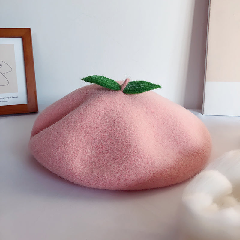 HANDMADE WOOL PEACH LEAF BERET UB3189