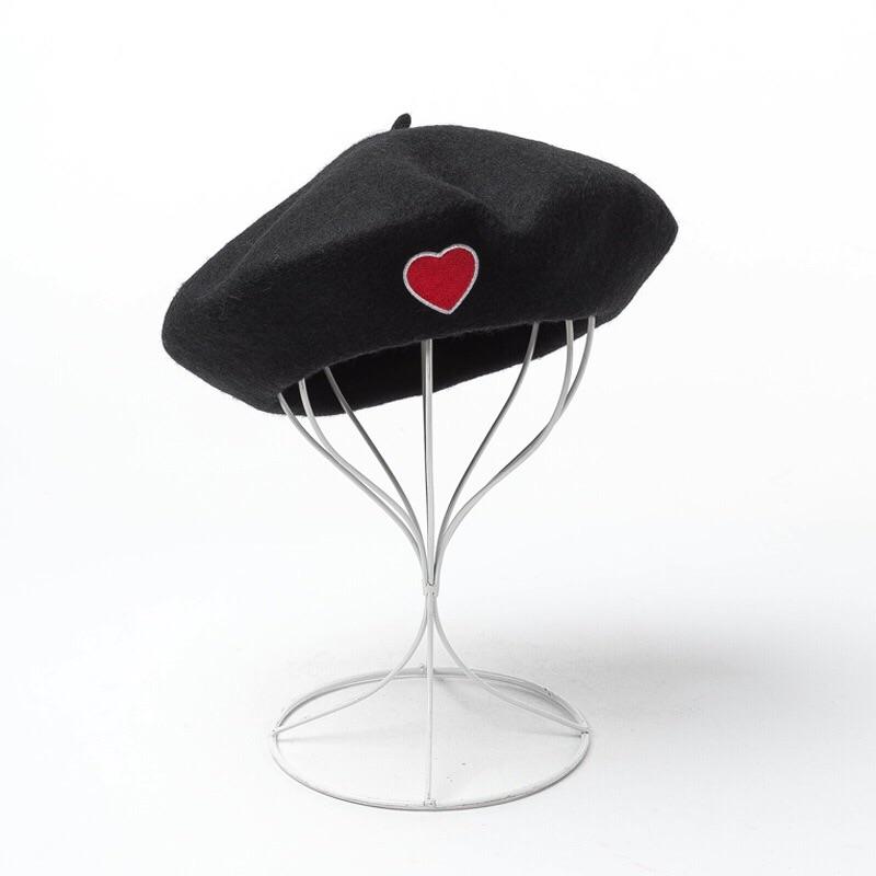 [@maggielivings ] "LOVE HEART BLACK" BERET K110708