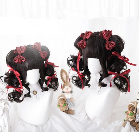 "BROWN BLACK LOLITA CURLY" MEDIUM LONG WIG D041503