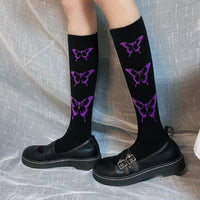 White Purple Butterfly Socks ER5757