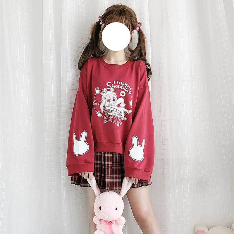 Happy Shopping Cart Horn Long-sleeved Sweater UB3479