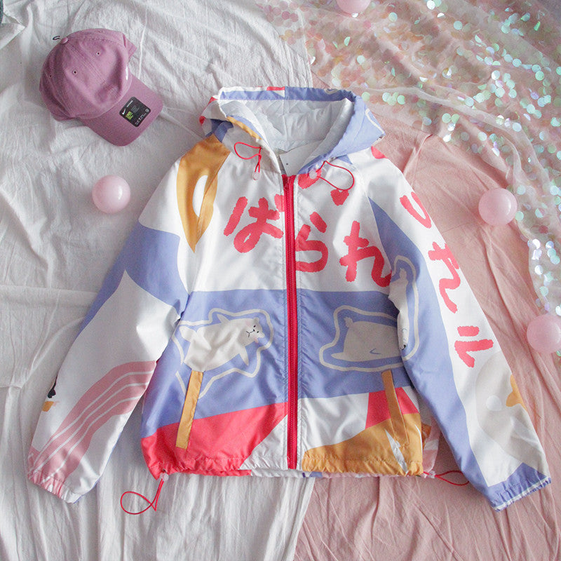 CUTE PRINTED COTTON COAT SHORT PLUS FLEECE COAT UB3214