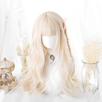 [@karyznd] Elegant Beige Blonde Long Curly Wig D041615