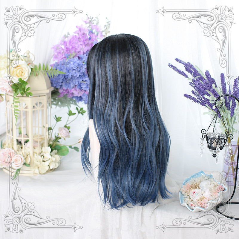 Blue Big Wave Long Curly Wig UB6130