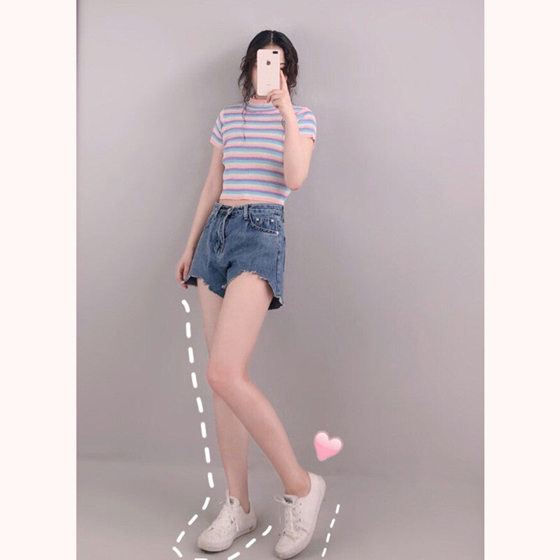 [@himecoser ] "PASTEL STRIPES" TEE K061501