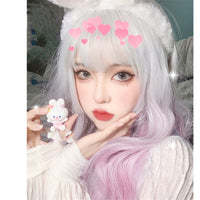 Fairy Dream Silver White Gradient Pink Blue Long Curly Wig UB6153