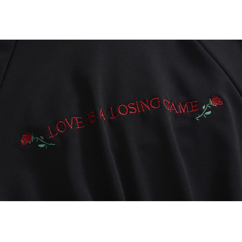 "LOVE IS A LOSING GAME" DARK ROSE HOODED DRESS K111902