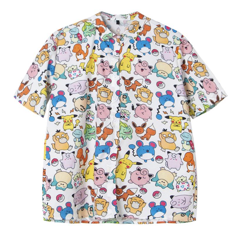 Japanese Harajuku Cartoon Animal Pokemon Short Sleeve Shirt   UB96025