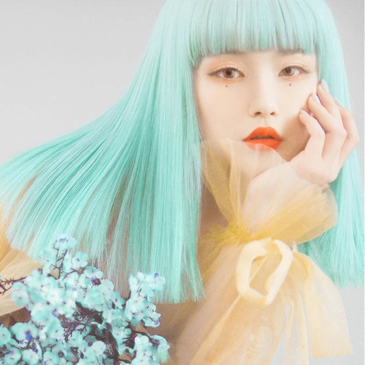 "CUTE GREEN AIR BANGS LONG STRAIGHT" WIG Y040315