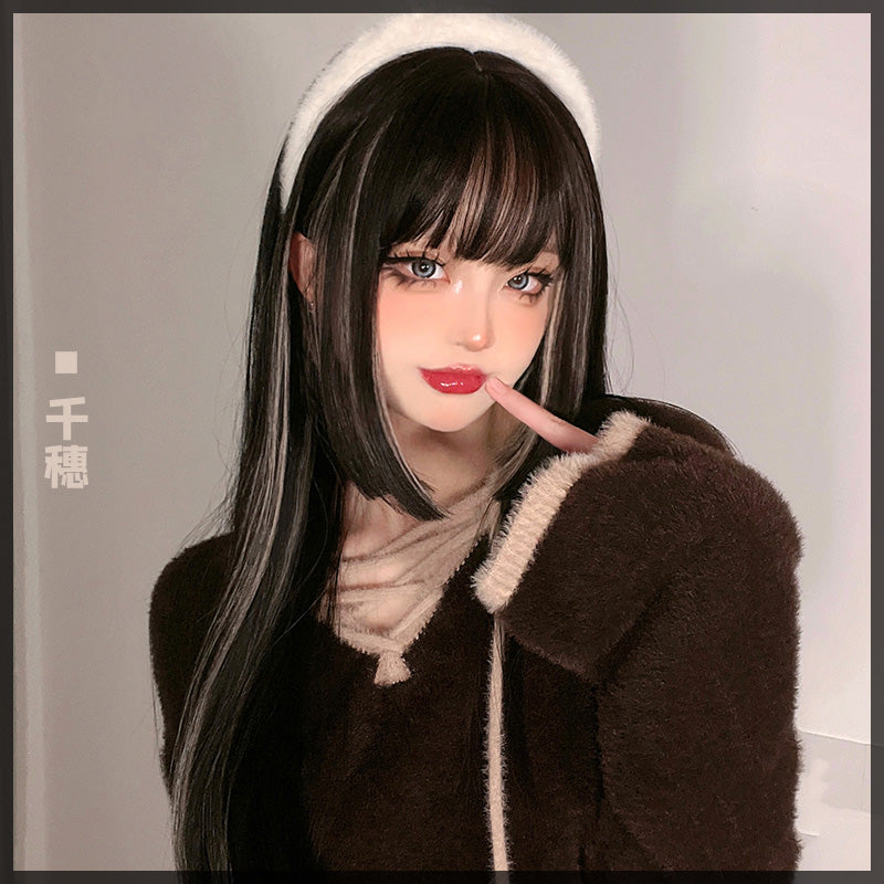 Black Highlight Princess Long Straight Cut Wig UB7329