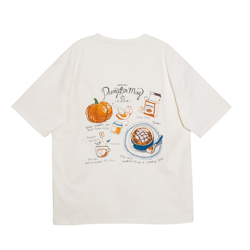 Ta-da Pumpkin Mug Cotton Short Sleeves Cute Shirt UB6316