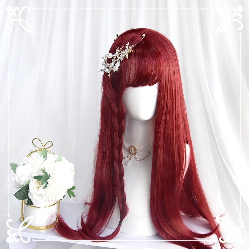 [@arelly_trujillo] "WINE RED MICRO CURLY LONG" WIG D042004
