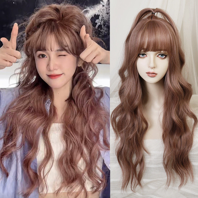 Purple long curly wig KF81634