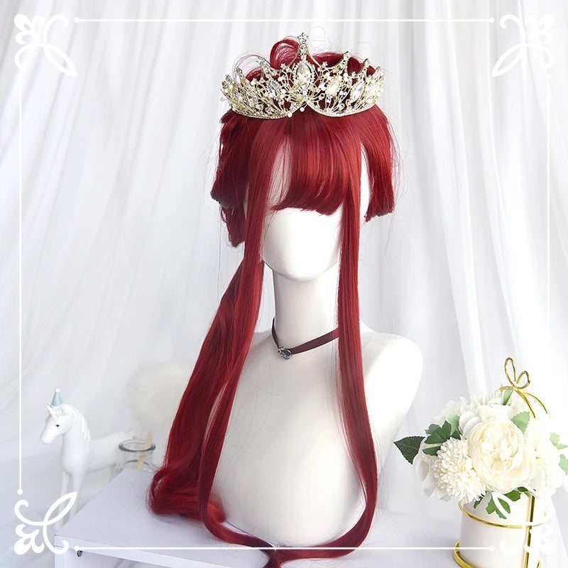 [@arelly_trujillo] "WINE RED MICRO CURLY LONG" WIG D042004