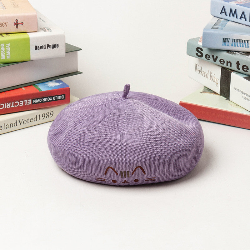 Cat Cute Embroidered Beret UB3246