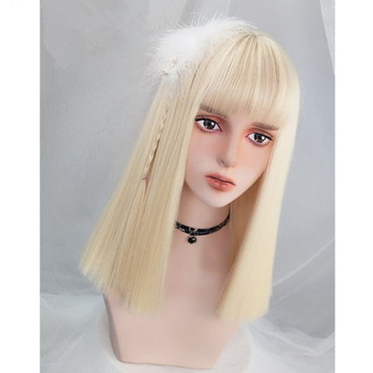 Golden Clavicle Medium Length Straight Short Wig UB3502