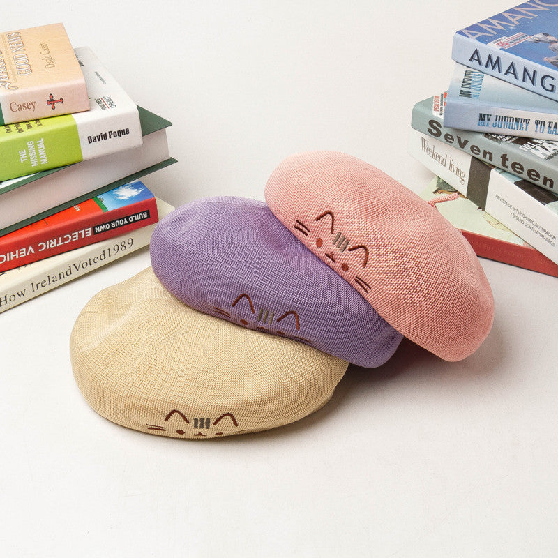 Cat Cute Embroidered Beret UB3246
