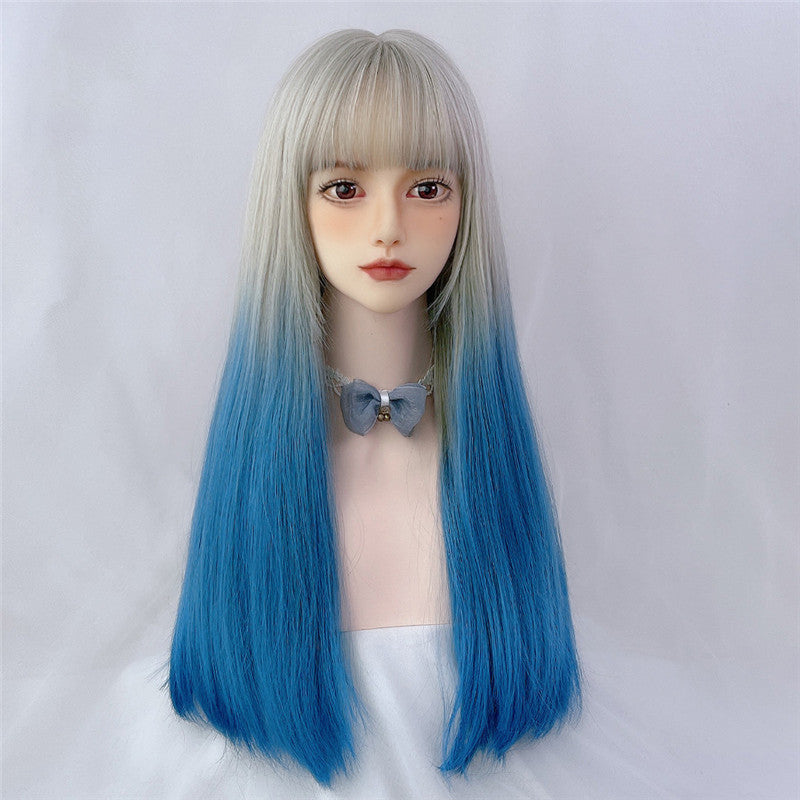 Blue/Purple Gradient Long Straight Wig ER5871