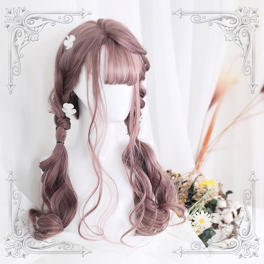 "LOLITA GRAY PINK LONG CRULY" WIG Y022901